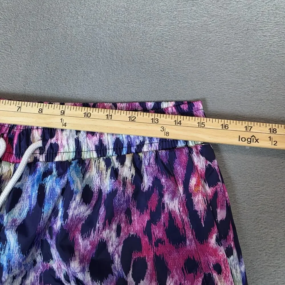 Original Fables Men's Swim Trunks Size Small Purple Blue Pink Leopard Print Shor